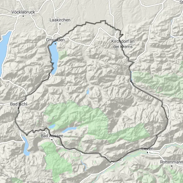 Miniature de la carte de l'inspiration cycliste "Tour de Road en Haute-Autriche" dans la Oberösterreich, Austria. Générée par le planificateur d'itinéraire cycliste Tarmacs.app