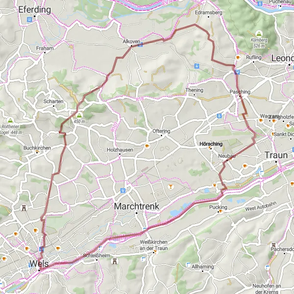 Kartminiatyr av "Spännande gravelcykeltur genom omgivande natur" cykelinspiration i Oberösterreich, Austria. Genererad av Tarmacs.app cykelruttplanerare