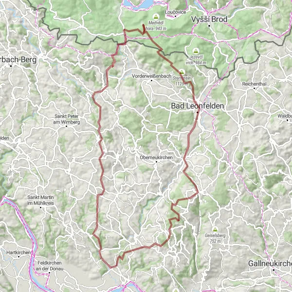 Miniatuurkaart van de fietsinspiratie "Gravel Avontuur in Mühlviertel" in Oberösterreich, Austria. Gemaakt door de Tarmacs.app fietsrouteplanner