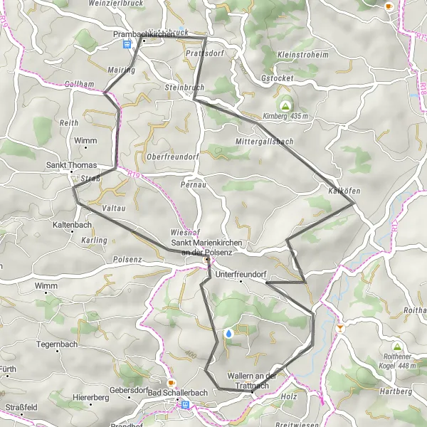 Miniaturekort af cykelinspirationen "Wallern an der Trattnach til St. Marienkirchen Polsenz Unterfreundorf" i Oberösterreich, Austria. Genereret af Tarmacs.app cykelruteplanlægger