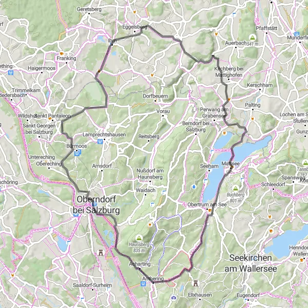 Miniaturní mapa "Trasa kolem Antheringu - Wartstein" inspirace pro cyklisty v oblasti Salzburg, Austria. Vytvořeno pomocí plánovače tras Tarmacs.app