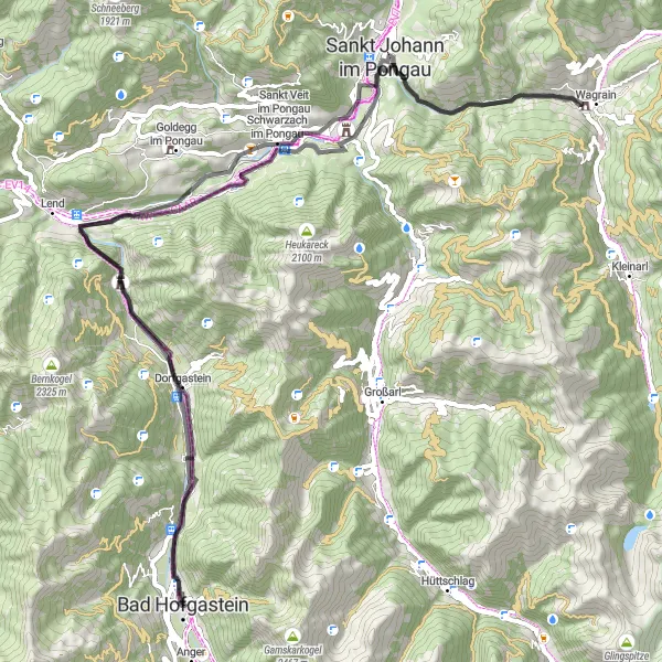 Karten-Miniaturansicht der Radinspiration "Rund um Bad Hofgastein und die beeindruckende Natur" in Salzburg, Austria. Erstellt vom Tarmacs.app-Routenplaner für Radtouren