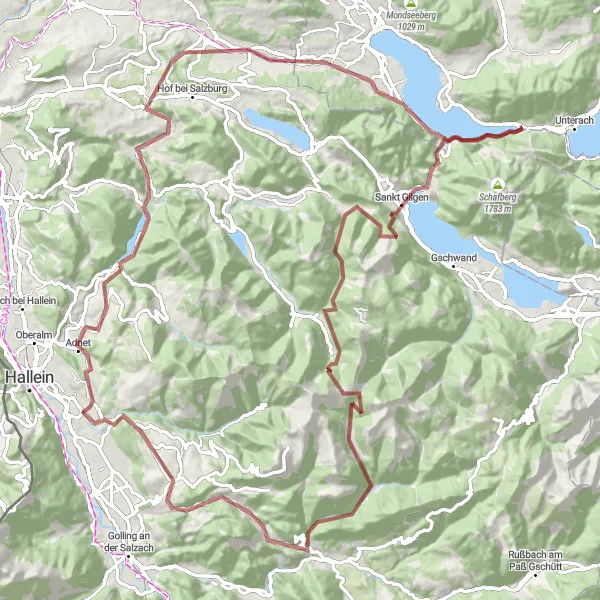 Map miniature of "Gravel Adventure: Austrian Countryside" cycling inspiration in Salzburg, Austria. Generated by Tarmacs.app cycling route planner