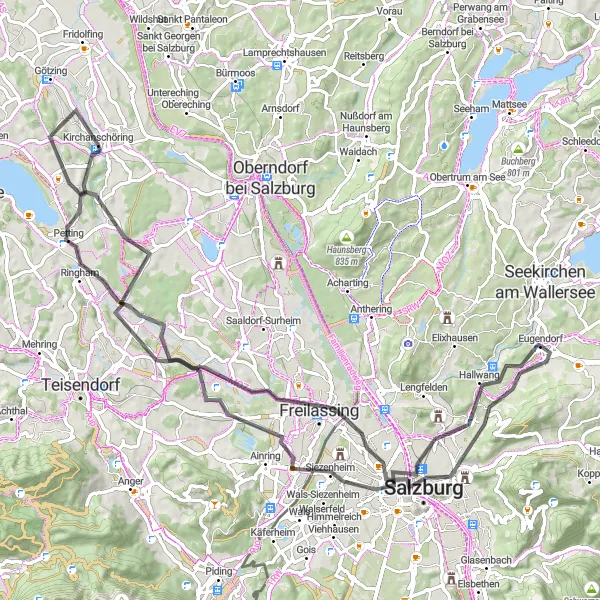 Map miniature of "Tour of Salzburg Region" cycling inspiration in Salzburg, Austria. Generated by Tarmacs.app cycling route planner