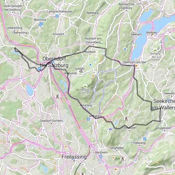 Miniatuurkaart van de fietsinspiratie "Fietstocht langs de Salzach" in Salzburg, Austria. Gemaakt door de Tarmacs.app fietsrouteplanner