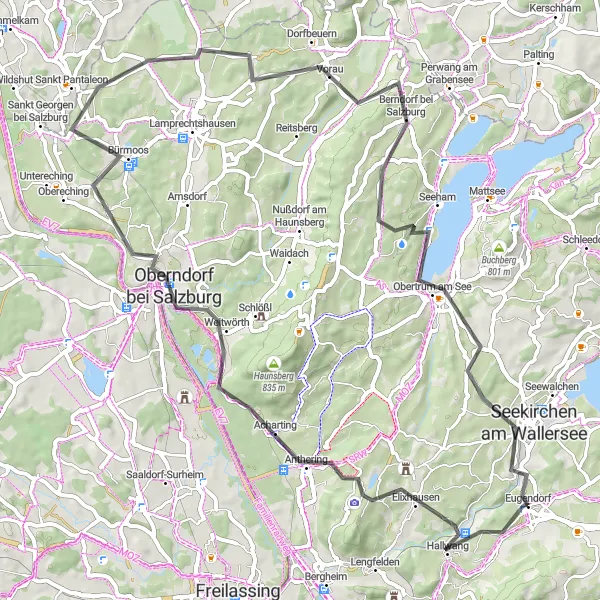 Kartminiatyr av "Upptäck Salzach och Dorfbeuern på cykel" cykelinspiration i Salzburg, Austria. Genererad av Tarmacs.app cykelruttplanerare