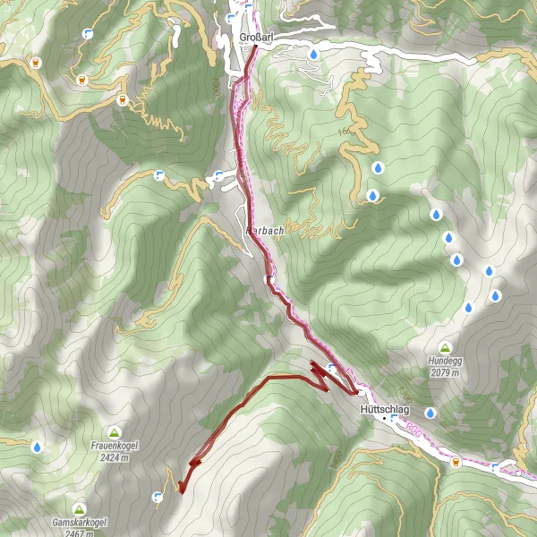 Miniatuurkaart van de fietsinspiratie "Hertas Rast - Hüttschlag - Niederaigen Route" in Salzburg, Austria. Gemaakt door de Tarmacs.app fietsrouteplanner