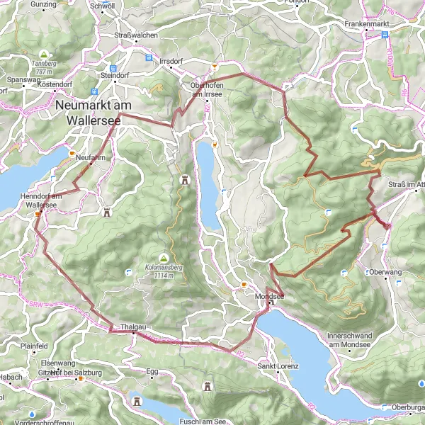 Miniature de la carte de l'inspiration cycliste "Gravel Adventure Oberhofen" dans la Salzburg, Austria. Générée par le planificateur d'itinéraire cycliste Tarmacs.app