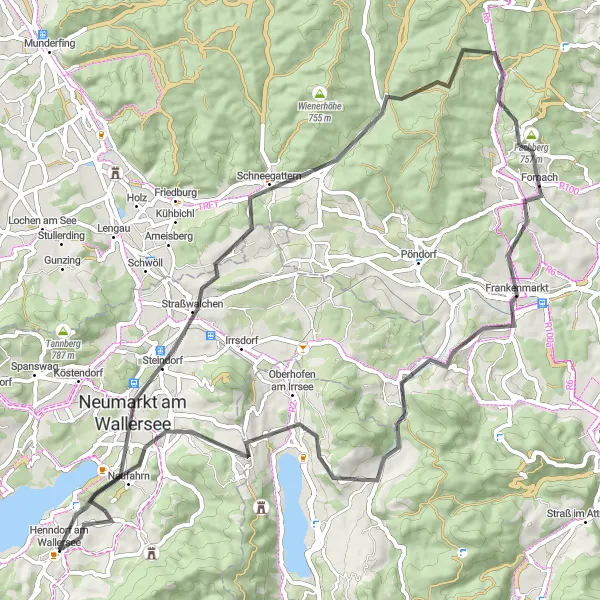 Karten-Miniaturansicht der Radinspiration "Aussichtspunkt und Fachberg Route" in Salzburg, Austria. Erstellt vom Tarmacs.app-Routenplaner für Radtouren