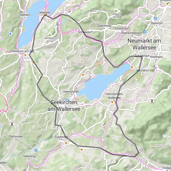 Miniaturní mapa "Trasa kolem Schleedorfu" inspirace pro cyklisty v oblasti Salzburg, Austria. Vytvořeno pomocí plánovače tras Tarmacs.app