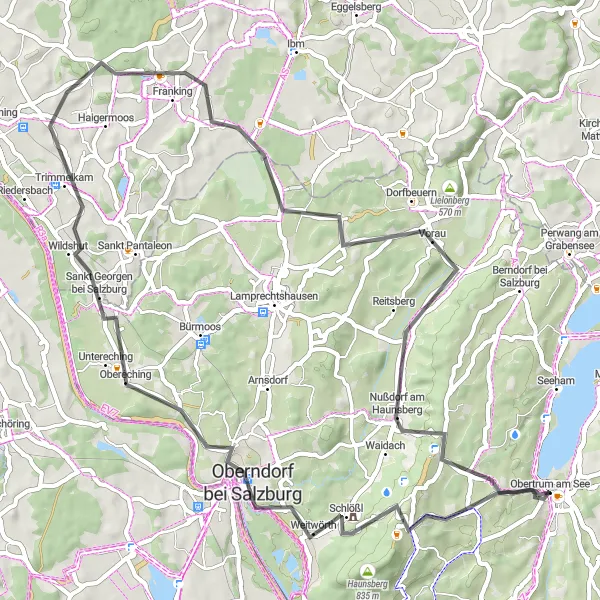 Map miniature of "Salzach River Route" cycling inspiration in Salzburg, Austria. Generated by Tarmacs.app cycling route planner