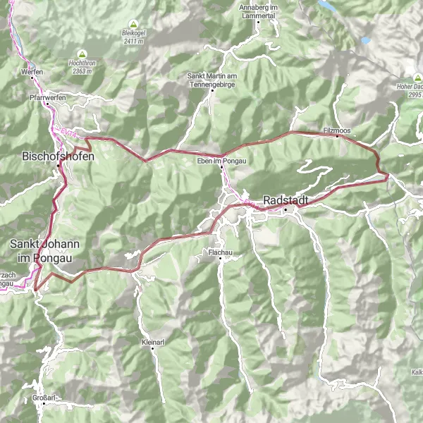 Miniatura mapy "Trasa Gravelowa z Wagrain do Rabenkanzel" - trasy rowerowej w Salzburg, Austria. Wygenerowane przez planer tras rowerowych Tarmacs.app