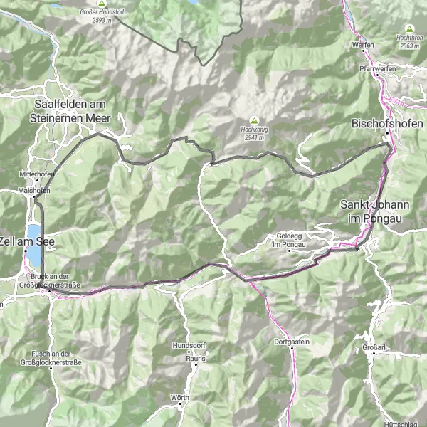 Miniatura mapy "Trasa rowerowa przez Schwarzach im Pongau i Sankt Johann im Pongau" - trasy rowerowej w Salzburg, Austria. Wygenerowane przez planer tras rowerowych Tarmacs.app