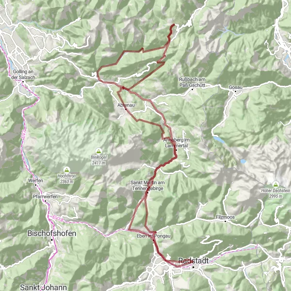 Mapa miniatúra "Altenmarkt im Pongau - Radstadt" cyklistická inšpirácia v Salzburg, Austria. Vygenerované cyklistickým plánovačom trás Tarmacs.app