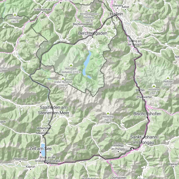 Miniatuurkaart van de fietsinspiratie "Sankt Veit im Pongau naar Sankt Johann im Pongau" in Salzburg, Austria. Gemaakt door de Tarmacs.app fietsrouteplanner