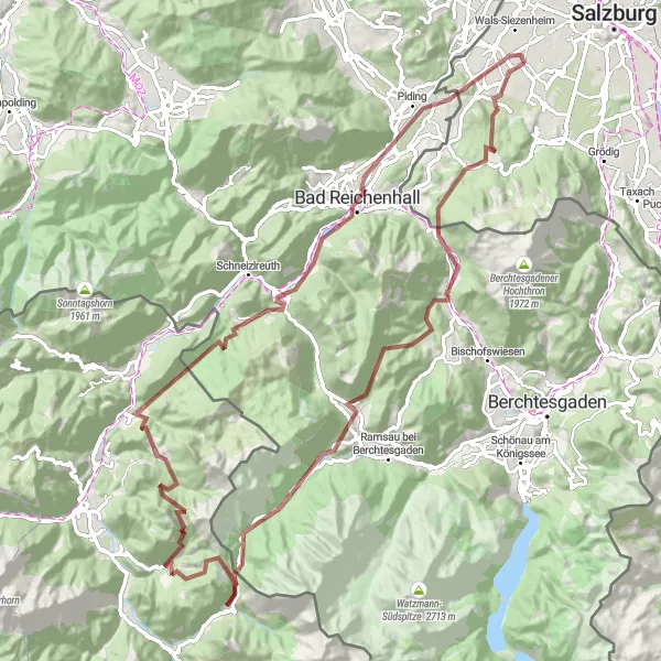 Miniature de la carte de l'inspiration cycliste "Bavarian Forest Escape" dans la Salzburg, Austria. Générée par le planificateur d'itinéraire cycliste Tarmacs.app