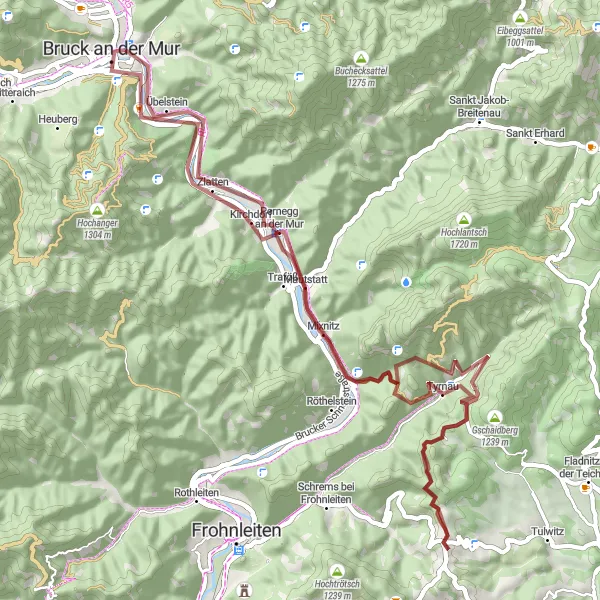 Kartminiatyr av "Natur- og kulturopplevelser gjennom Steiermarks skoger" sykkelinspirasjon i Steiermark, Austria. Generert av Tarmacs.app sykkelrutoplanlegger