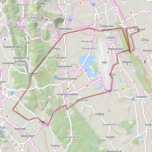 Map miniature of "Gravel Adventure" cycling inspiration in Steiermark, Austria. Generated by Tarmacs.app cycling route planner