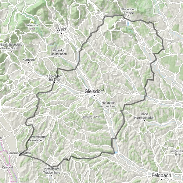 Karten-Miniaturansicht der Radinspiration "Panorama-Rundfahrt durch die Steirische Landschaft" in Steiermark, Austria. Erstellt vom Tarmacs.app-Routenplaner für Radtouren