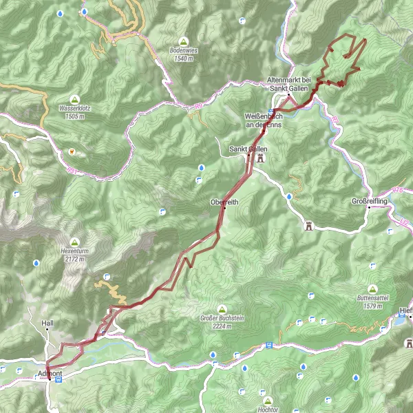 Miniatura mapy "Trasa Ennstal" - trasy rowerowej w Steiermark, Austria. Wygenerowane przez planer tras rowerowych Tarmacs.app