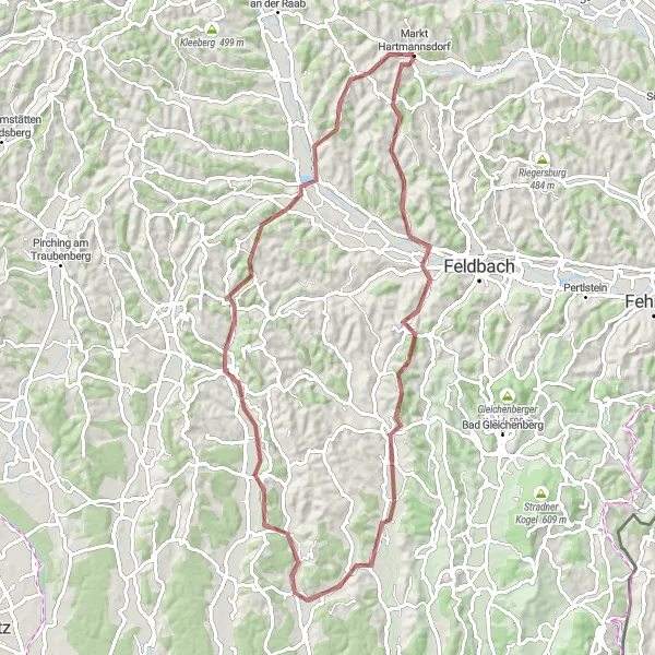 Mapa miniatúra "Zelený gruzínsky vŕch" cyklistická inšpirácia v Steiermark, Austria. Vygenerované cyklistickým plánovačom trás Tarmacs.app