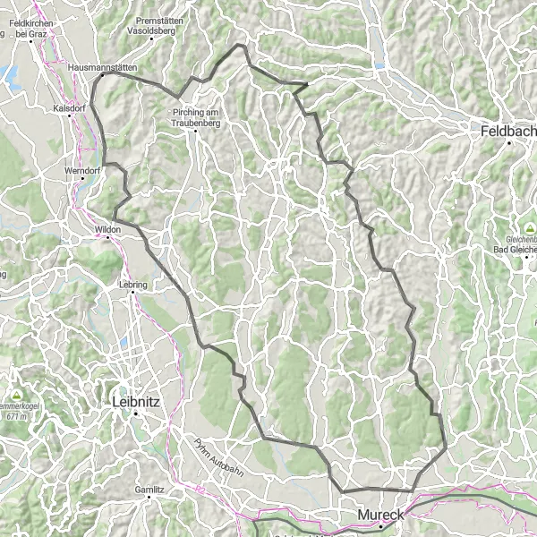 Miniatuurkaart van de fietsinspiratie "Kastelenroute door Steiermark" in Steiermark, Austria. Gemaakt door de Tarmacs.app fietsrouteplanner