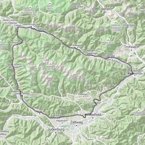 Miniaturekort af cykelinspirationen "Fohnsdorf Til Schloss Hautzenbichl Rute" i Steiermark, Austria. Genereret af Tarmacs.app cykelruteplanlægger