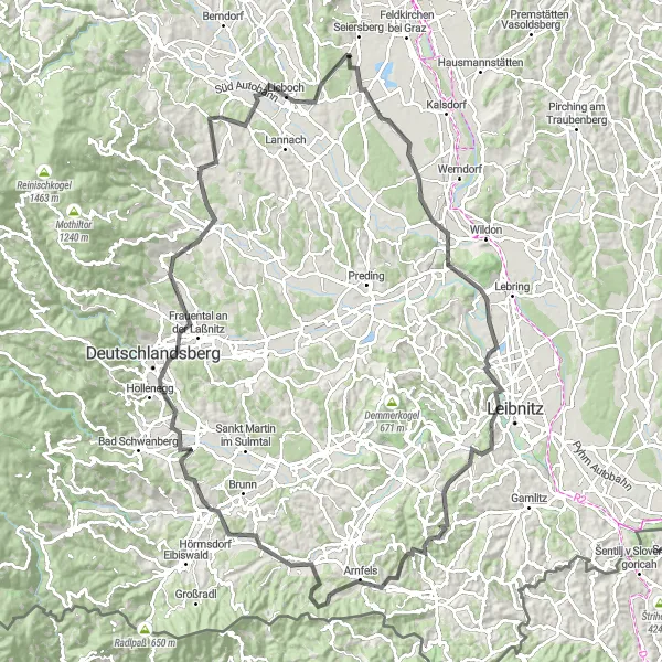 Karten-Miniaturansicht der Radinspiration "Panorama-Radfahren in Südsteiermark" in Steiermark, Austria. Erstellt vom Tarmacs.app-Routenplaner für Radtouren