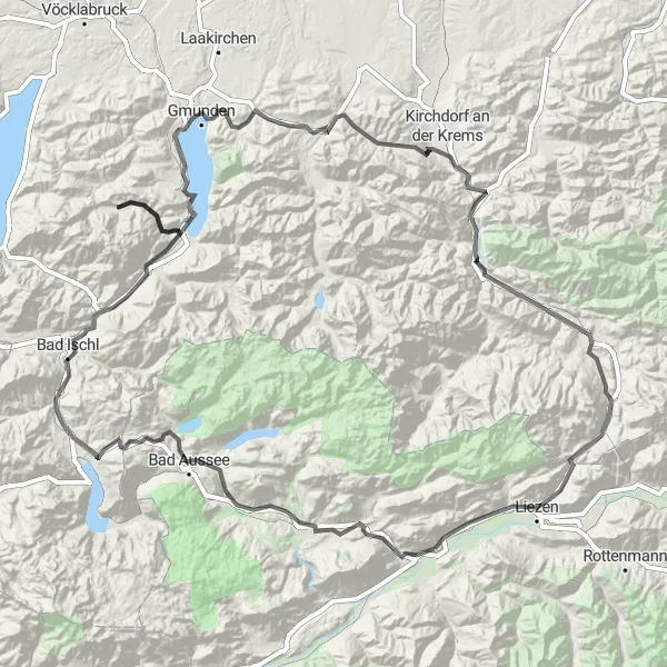 Miniaturní mapa "Trasa Pötschenpass a Salzkammergut" inspirace pro cyklisty v oblasti Steiermark, Austria. Vytvořeno pomocí plánovače tras Tarmacs.app