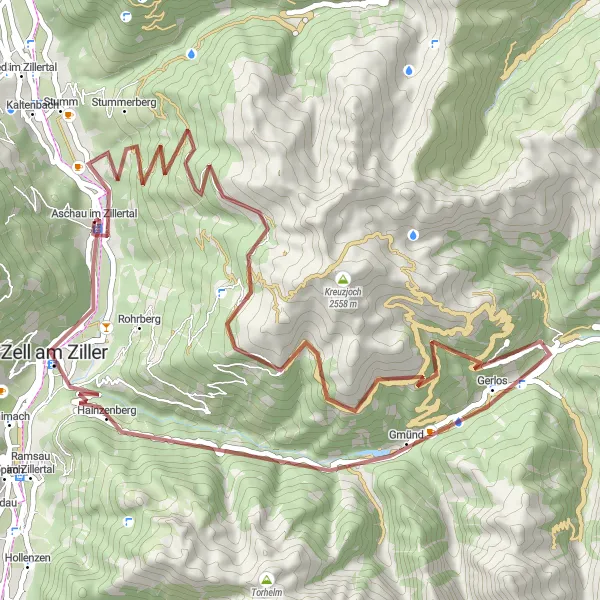 Miniaturní mapa "Karspitz cyklotrasa" inspirace pro cyklisty v oblasti Tirol, Austria. Vytvořeno pomocí plánovače tras Tarmacs.app