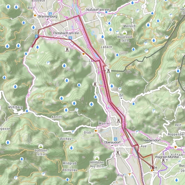 Miniaturní mapa "Přes Großer Madron do Brannenburgu" inspirace pro cyklisty v oblasti Tirol, Austria. Vytvořeno pomocí plánovače tras Tarmacs.app