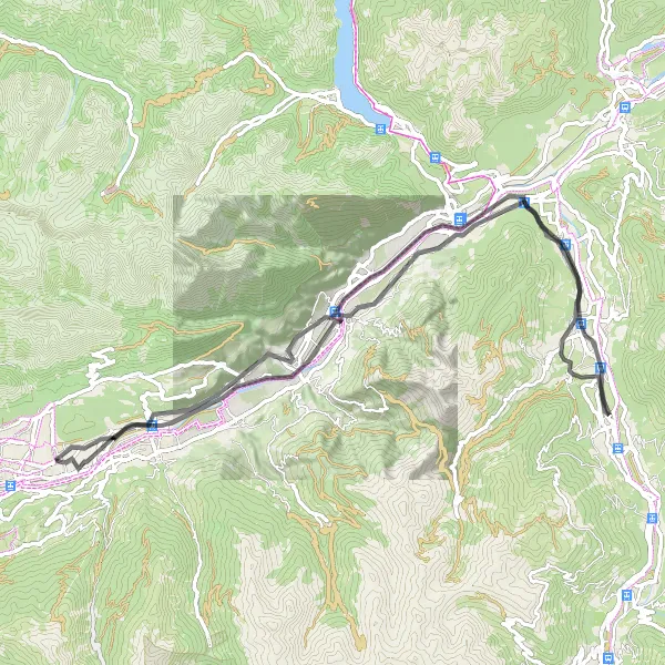 Miniatura della mappa di ispirazione al ciclismo "Giro in bicicletta da Schneeburg a Mils" nella regione di Tirol, Austria. Generata da Tarmacs.app, pianificatore di rotte ciclistiche