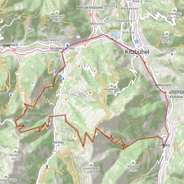 Zemljevid v pomanjšavi "Raziščite skrite kotičke Tirolskih Alp" kolesarske inspiracije v Tirol, Austria. Generirano z načrtovalcem kolesarskih poti Tarmacs.app