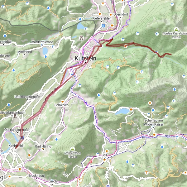 Miniaturekort af cykelinspirationen "Smuk grusrute med spændende seværdigheder" i Tirol, Austria. Genereret af Tarmacs.app cykelruteplanlægger