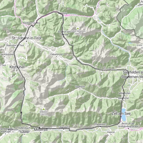 Map miniature of "The Tyrolean Challenge" cycling inspiration in Tirol, Austria. Generated by Tarmacs.app cycling route planner