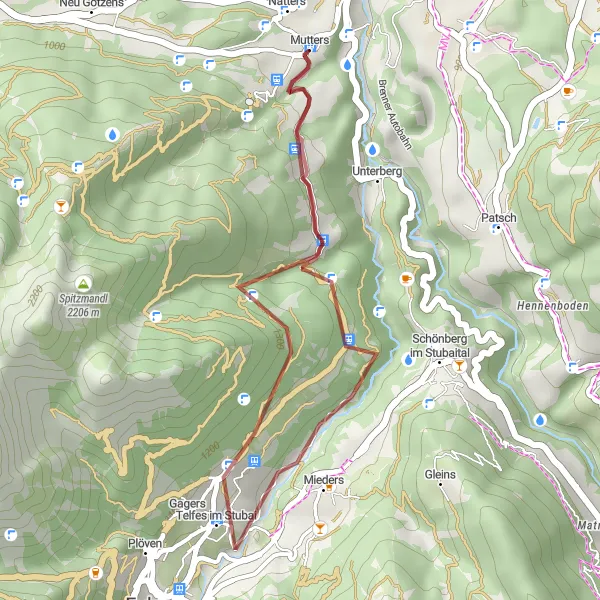 Map miniature of "The Gravel Adventure" cycling inspiration in Tirol, Austria. Generated by Tarmacs.app cycling route planner