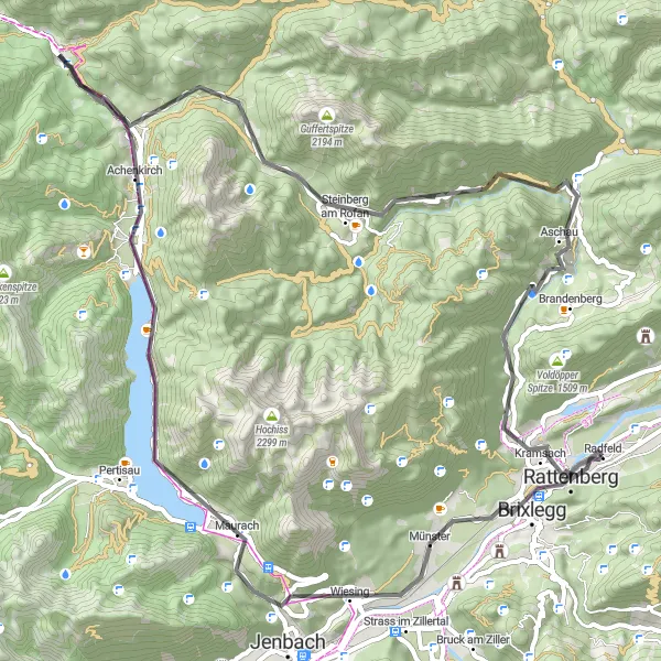 Karten-Miniaturansicht der Radinspiration "Bergtour um den Achensee" in Tirol, Austria. Erstellt vom Tarmacs.app-Routenplaner für Radtouren