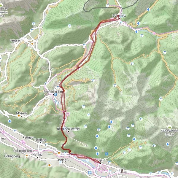 Kartminiatyr av "Seefeld in Tirol Grusväg" cykelinspiration i Tirol, Austria. Genererad av Tarmacs.app cykelruttplanerare