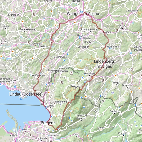 Miniatuurkaart van de fietsinspiratie "Rustieke Gravelfietsroute naar Rodersbühl" in Vorarlberg, Austria. Gemaakt door de Tarmacs.app fietsrouteplanner