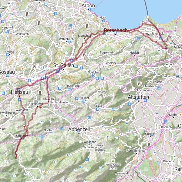 Miniaturní mapa "Okružní trasu začínající u Gaißau" inspirace pro cyklisty v oblasti Vorarlberg, Austria. Vytvořeno pomocí plánovače tras Tarmacs.app