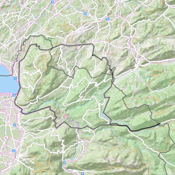 Miniature de la carte de l'inspiration cycliste "Tour du lac de Constance" dans la Vorarlberg, Austria. Générée par le planificateur d'itinéraire cycliste Tarmacs.app