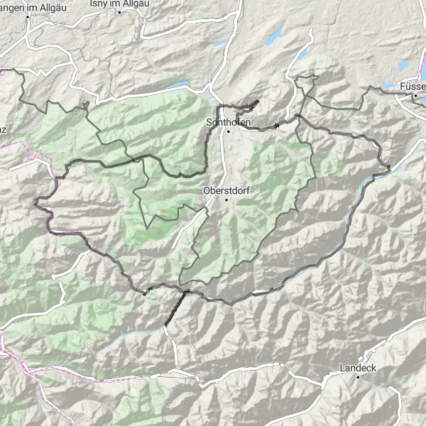 Miniatua del mapa de inspiración ciclista "Gran Ruta Ciclista por Vorarlberg" en Vorarlberg, Austria. Generado por Tarmacs.app planificador de rutas ciclistas