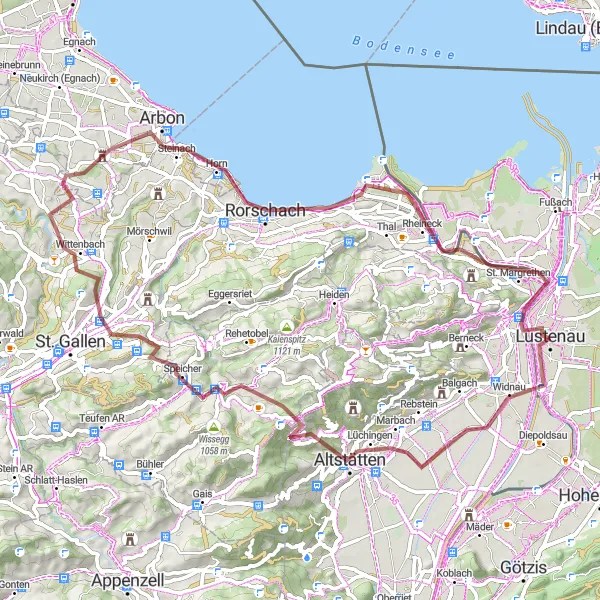 Map miniature of "Alpine Gravel Adventure" cycling inspiration in Vorarlberg, Austria. Generated by Tarmacs.app cycling route planner