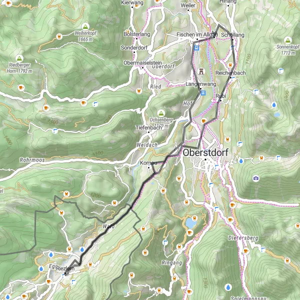 Map miniature of "Hermannstein Loop" cycling inspiration in Vorarlberg, Austria. Generated by Tarmacs.app cycling route planner
