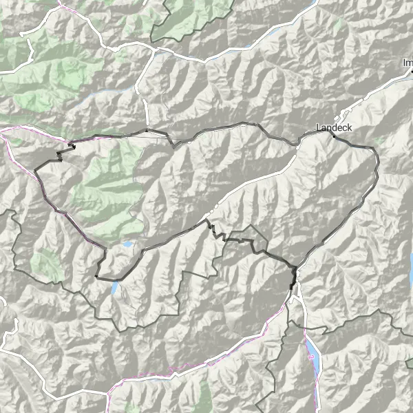 Miniatua del mapa de inspiración ciclista "Desafío en Carretera por Vorarlberg" en Vorarlberg, Austria. Generado por Tarmacs.app planificador de rutas ciclistas