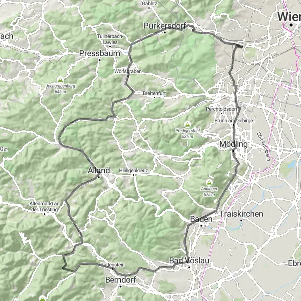 Miniatura della mappa di ispirazione al ciclismo "Giro in bicicletta per road vicino a Hietzing" nella regione di Wien, Austria. Generata da Tarmacs.app, pianificatore di rotte ciclistiche