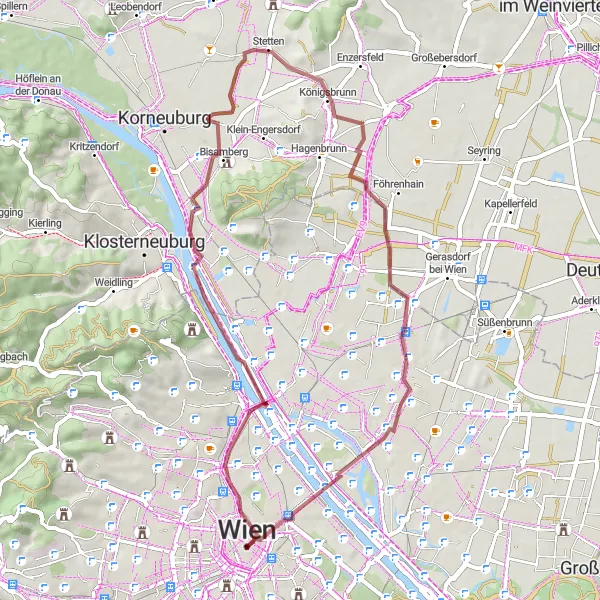 Kartminiatyr av "Grusväg till Donau" cykelinspiration i Wien, Austria. Genererad av Tarmacs.app cykelruttplanerare