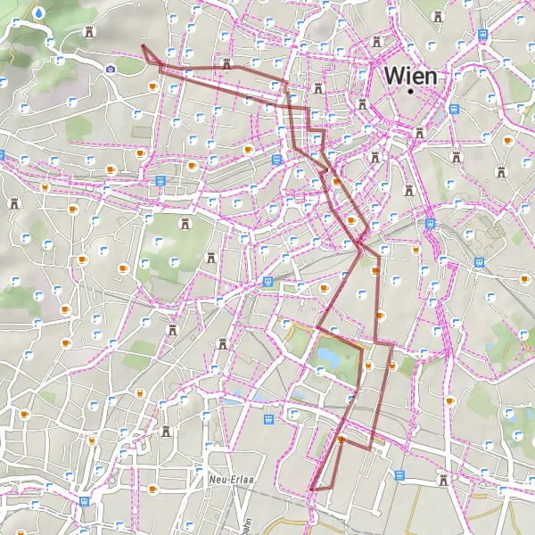 Kartminiatyr av "Grusvei Ottakring Loop" sykkelinspirasjon i Wien, Austria. Generert av Tarmacs.app sykkelrutoplanlegger