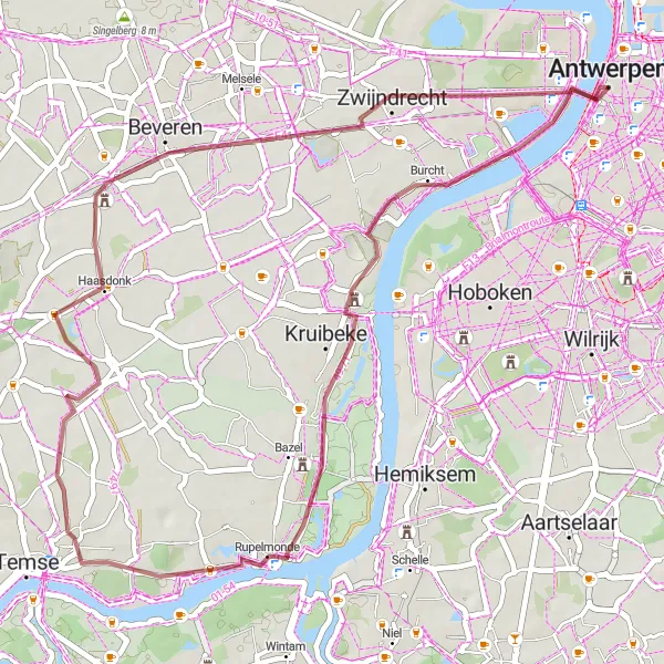 Map miniature of "Gravel Escape" cycling inspiration in Prov. Antwerpen, Belgium. Generated by Tarmacs.app cycling route planner