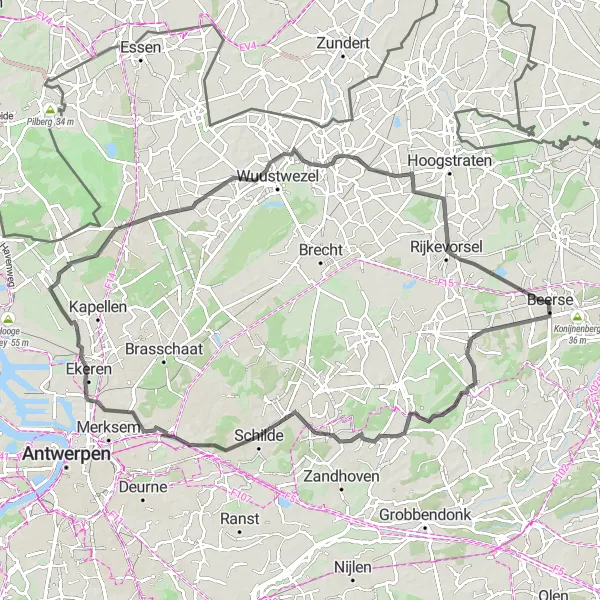Miniature de la carte de l'inspiration cycliste "Parcours routier à Schilde" dans la Prov. Antwerpen, Belgium. Générée par le planificateur d'itinéraire cycliste Tarmacs.app
